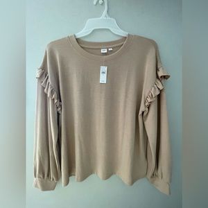 Gap long sleeve blouse cream color size Large